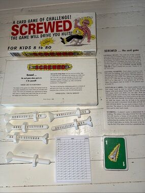 Screwed Card Game Vintage Box - White & Red Graphics